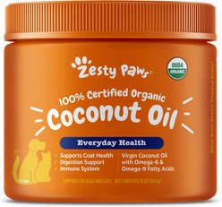 Zesty Paws Coconut Oil Skin & Coat Digestive Liquid Topper Omega Supplement for Dogs, 16-oz jar