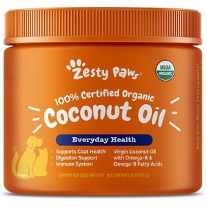 Zesty Paws Coconut Oil Skin & Coat Digestive Liquid Topper Omega Supplement for Dogs, 16-oz jar
