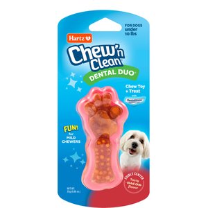 Hartz Chew 'n Clean Dental Duo Dog Treat & Chew Toy Color Varies