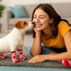Furry Twinz Strawberry Matching Pet & Owner Fun Socks slide 2 of 3