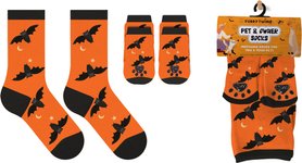Furry Twinz Halloween Bat Moon Matching Pet & Owner Fun Socks
