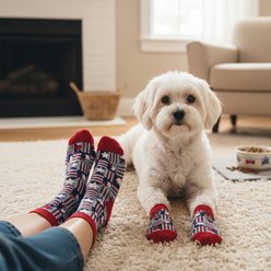 Furry Twinz Americana Patch Matching Pet & Owner Fun Socks slide 2 of 3