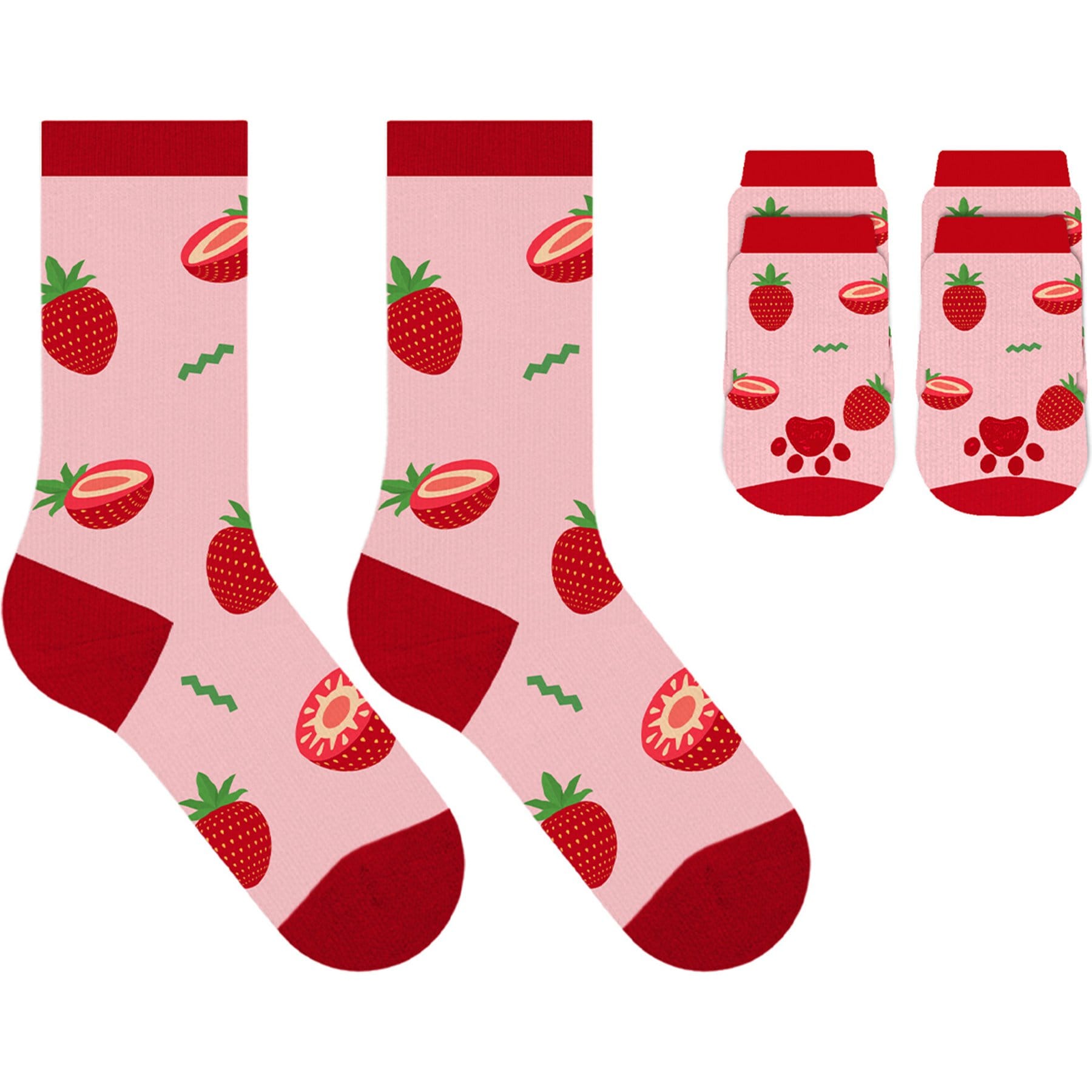Furry Twinz Strawberry Matching Pet & Owner Fun Socks