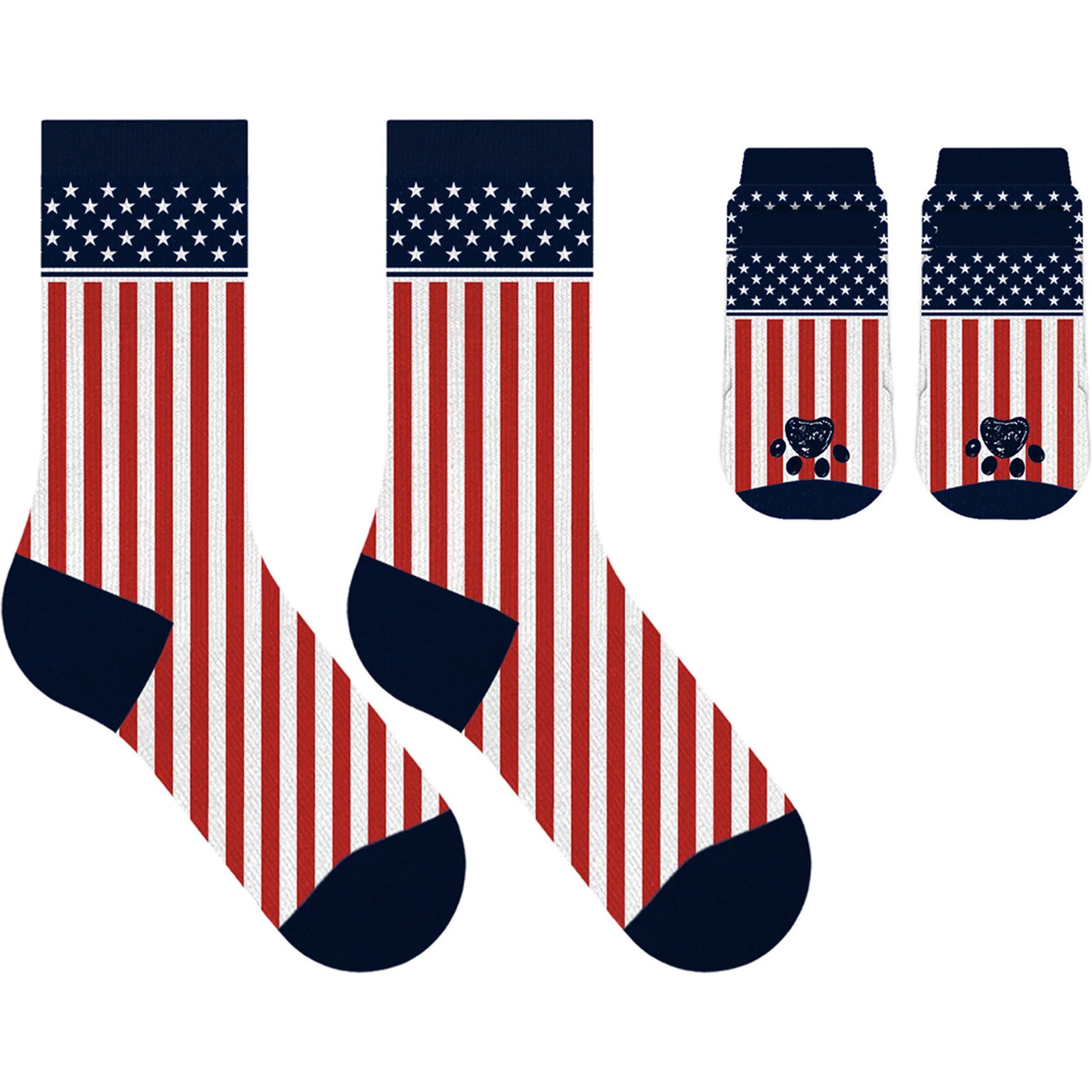 Furry Twinz Americana Stripes Matching Pet & Owner Fun Socks