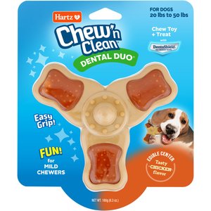Hartz Chew 'n Clean Chew Chicken Flavored Tri-Point Dog Treat & Chew Toy, Medium