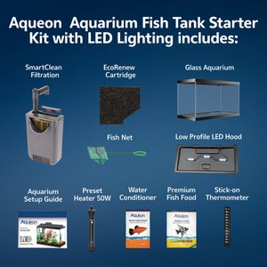 Aqueon Smart Clean Filtration LED Fish Aquarium Starter Kit, 10-gal