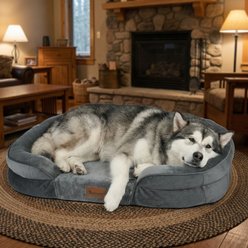 Kylinsure Waterproof Orthopedic Bolster Dog & Cat Bed with Removable Cover, Grey, Jumbo