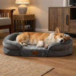 Kylinsure Waterproof Orthopedic Bolster Dog & Cat Bed with Removable Cover, Grey, Small