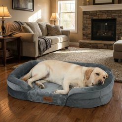 Kylinsure Waterproof Orthopedic Bolster Dog & Cat Bed with Removable Cover, Grey, Large