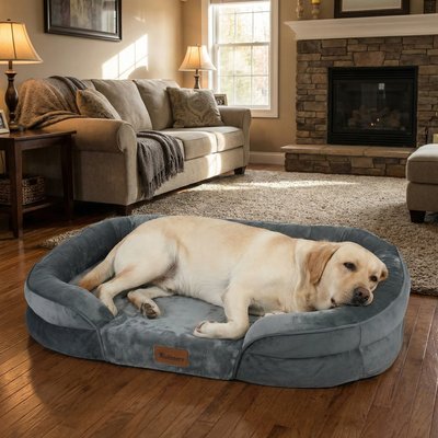 Kylinsure Kylinsure Waterproof Orthopedic Bolster Dog & Cat Bed with Removable Cover, Grey, Large