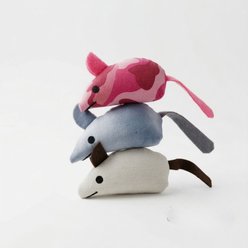 Pata Pal Cotton Canvas Mini Mice Cat Mice Toys, Multi, 3-in, 3 count
