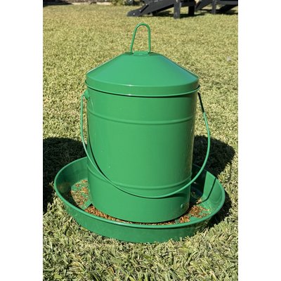 Zylina Zylina Powder Coated Metal Chicken Feeder, Green, 26-lb
