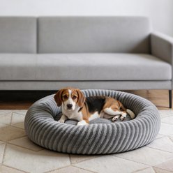 MIXJOY Calming Donut Cuddler Dog & Cat Bed with a comfortable Plush Rabbit-fur Removable Cover, Light Gray, Large