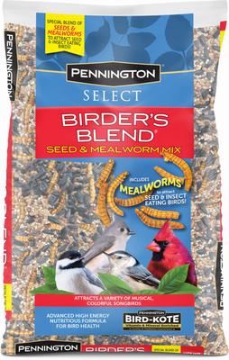Show full view: Pennington Select Birder's Blend Seed & Mealworm Mix Wild Bird Food, 40-lb bag slide 8 of 8