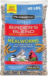 Pennington Select Birder's Blend Seed & Mealworm Mix Wild Bird Food, 40-lb bag