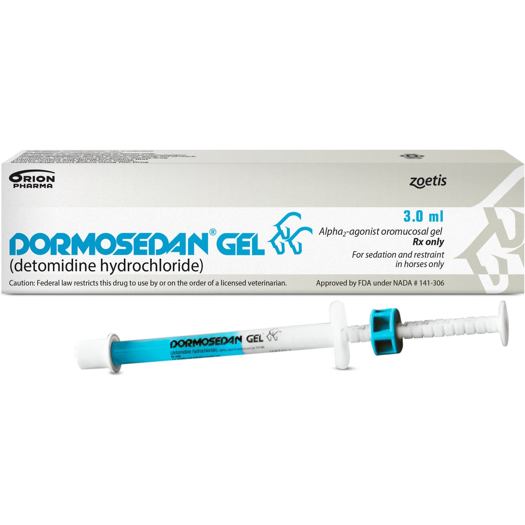 Dormosedan Gel for Horses, 7.6 mg/mL, 3-mL oral syringe, 2 count