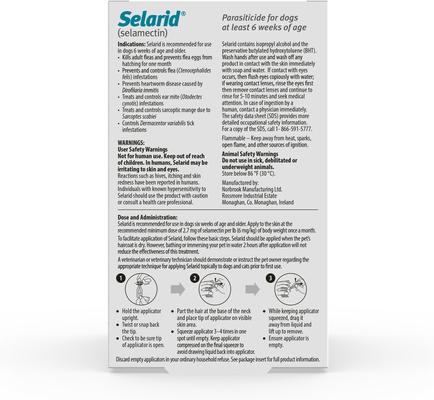Show full view: Selarid Topical Solution for Dogs, 40.1-85 lbs, (Teal Box), 6 Doses (6-mos. supply) slide 2 of 9