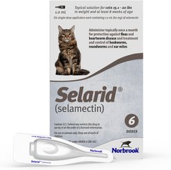 Selarid Topical Solution for Cats, 15.1-22 lbs, (Taupe Box), 6 Doses (6-mos. supply)
