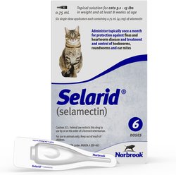 Selarid Topical Solution for Cats, 5.1-15 lbs, (Blue Box), 6 Doses (6-mos. supply)