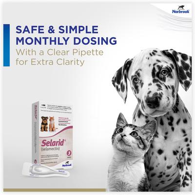 Show full view: Selarid Topical Solution for Puppies & Kittens, 0-5 lbs, (Mauve Box), 3 Doses (3-mos. supply) slide 4 of 9
