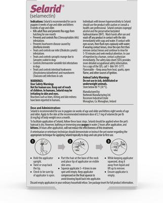 Show full view: Selarid Topical Solution for Puppies & Kittens, 0-5 lbs, (Mauve Box), 3 Doses (3-mos. supply) slide 2 of 9