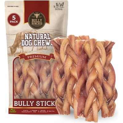 Bully Bunches Bully Bunches 6-inch Standard Braided Bully Stick Dog Chew, 5 count