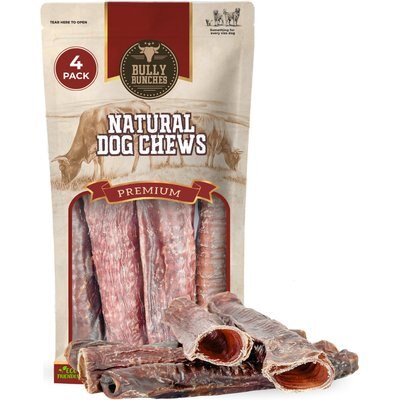 Bully Bunches Bully Bunches 12-inch Beef Trachea Wrapped in Jerky Natural Dog Chew, 4 count