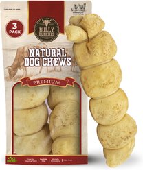 Bully Bunches 12-inch Peanut Butter Cheek Roll Natural Dog Chew, 3 count