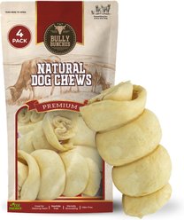 Bully Bunches 6-inch Peanut Butter Cheek Roll Natural Dog Chew, 4 count