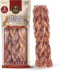 Bully Bunches 12-inch Standard Braided Bully Stick Dog Chew, 3 count