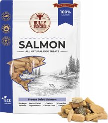 Bully Bunches Salmon Cubes Skin On Freeze-Dried Dog Treats, 3.5-oz bag