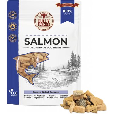 Bully Bunches Bully Bunches Salmon Cubes Skin On Freeze-Dried Dog Treats, 3.5-oz bag