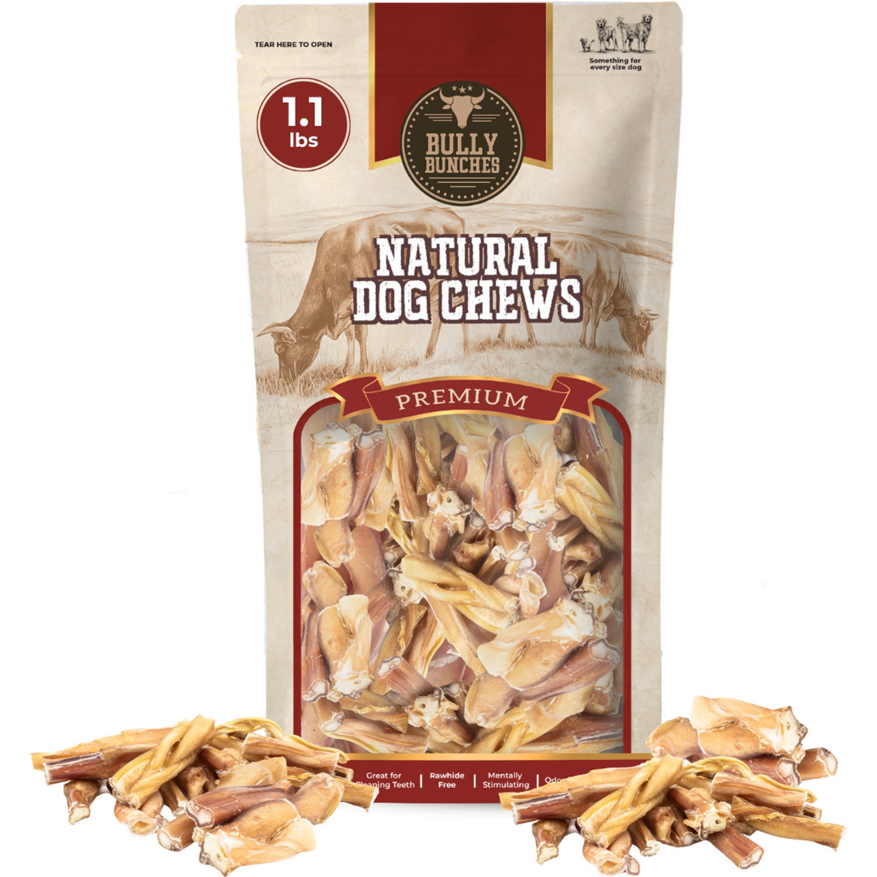 Bully Bunches Bully Bargain Bag Dog Treats, 1.1-lb bag