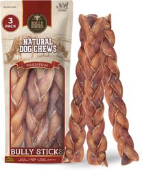 Bully Bunches 12-inch Jumbo Braided Bully Stick Dog Chew, 3 count