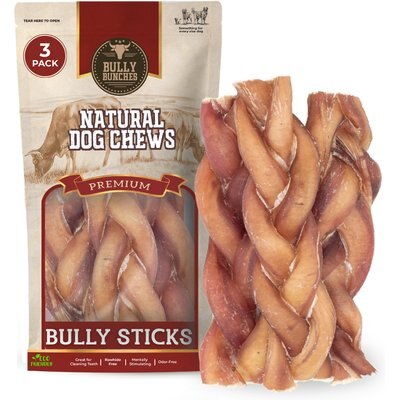 Bully Bunches Bully Bunches 6-inch Jumbo Braided Bully Stick Dog Chew, 3 count