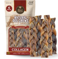 Bully Bunches 6-inch Braided Collagen Stick Natural Dog Chew, 6 count