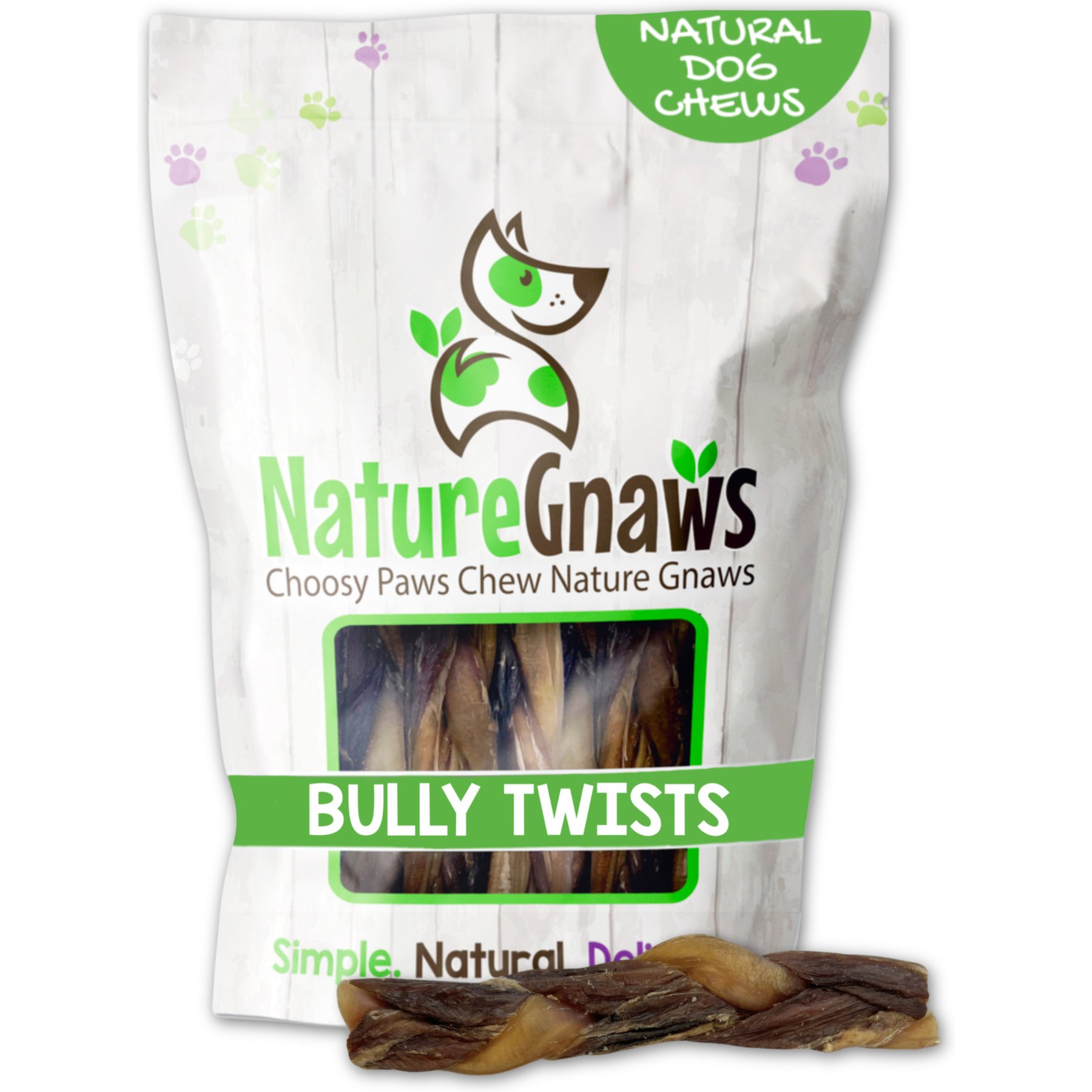 Nature Gnaws 5 to 6-in Braided Bully Twists Natural Dog Chew Treats, 10 count