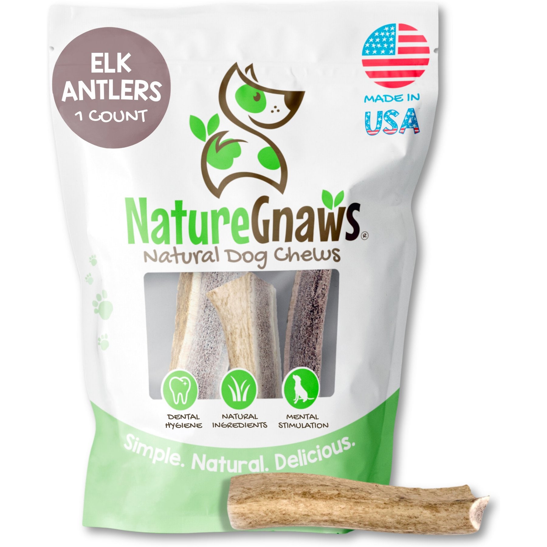 Nature Gnaws 5 to 8-in USA Elk Antler Natural Dog Chew Treats, 1 count