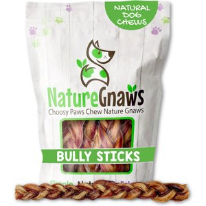 Nature Gnaws 11 to 12-in Braided Bully Sticks Dog Chew Treats, 5 count