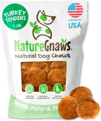 Nature Gnaws USA Turkey Tenders Natural Dog Chew Treats, 1-lb bag