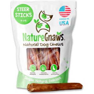Nature Gnaws 5 to 7-in USA Steer Sticks Natural Dog Chew Treats, 8-oz bag