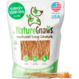 Nature Gnaws USA Turkey Tendon Natural Dog Chew Treats, 8-oz bag