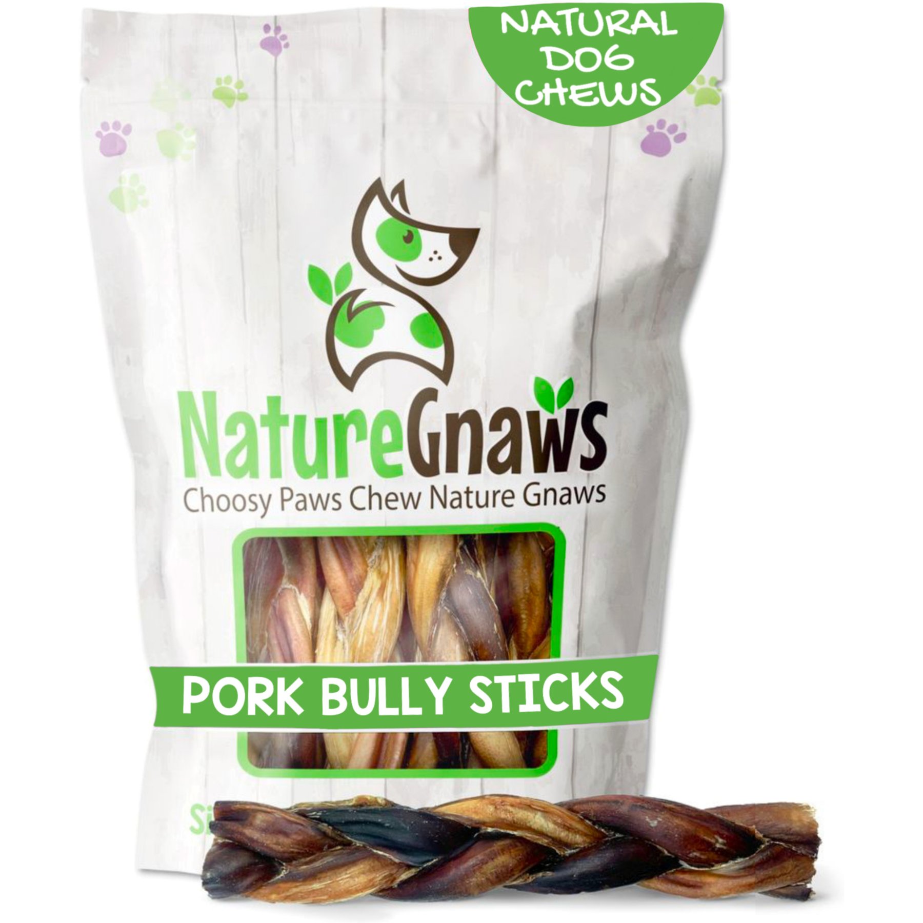 Nature Gnaws 5 to 6-in Braided Pork Bully Sticks Dog Chew Treats, 20 count