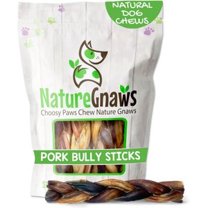 Nature Gnaws 5 to 6-in Braided Pork Bully Sticks Dog Chew Treats, 20 count
