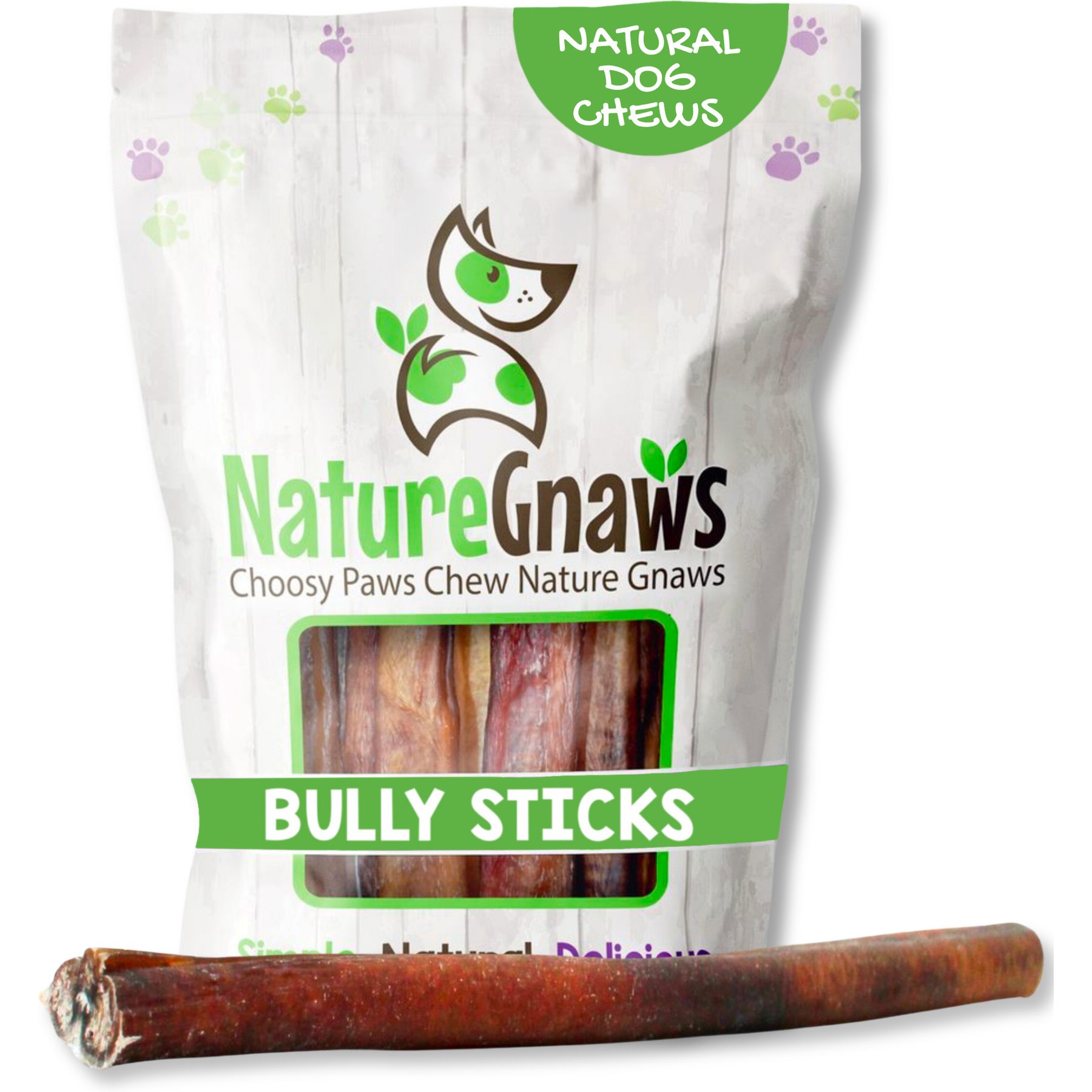 Nature Gnaws 11 to 12-in Beef Bully Sticks Dog Chew Treats, 1-lb bag