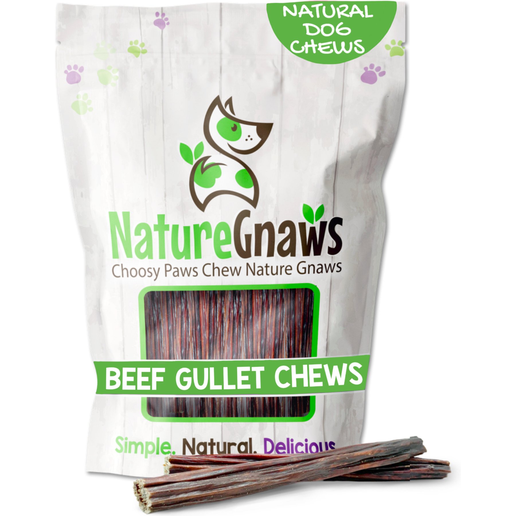 Nature Gnaws 5 to 6-in Beef Gullet Sticks Natural Dog Chew Treats, 15 count