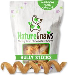Nature Gnaws 7 to 8-in Spring Bully Sticks Dog Chew Treats, 6 count