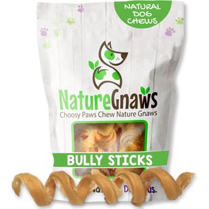 Nature Gnaws 7 to 8-in Spring Bully Sticks Dog Chew Treats, 6 count