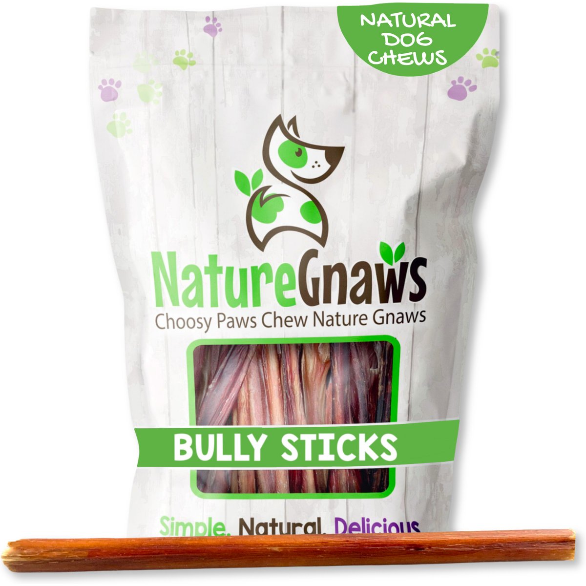 Nature Gnaws 11 to 12-in Bully Sticks Dog Chew Treats, Large, 5 count