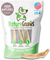 Nature Gnaws 4 to 7-in Deer Antlers Natural Dog Chew Treats, 3 count